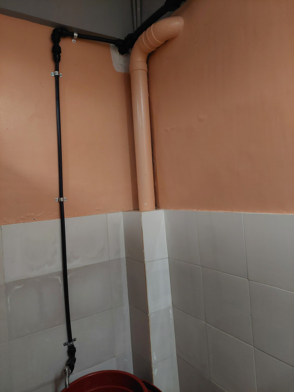 One of the pipes leads to the bathroom at the female dormitory. 