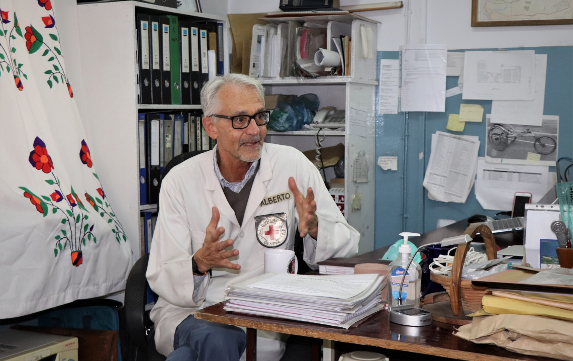 Alberto Cairo, head of the ICRC’s physical rehabilitation programme in Afghanistan, in his office at the Ali Abad orthopaedic centre in Kabul