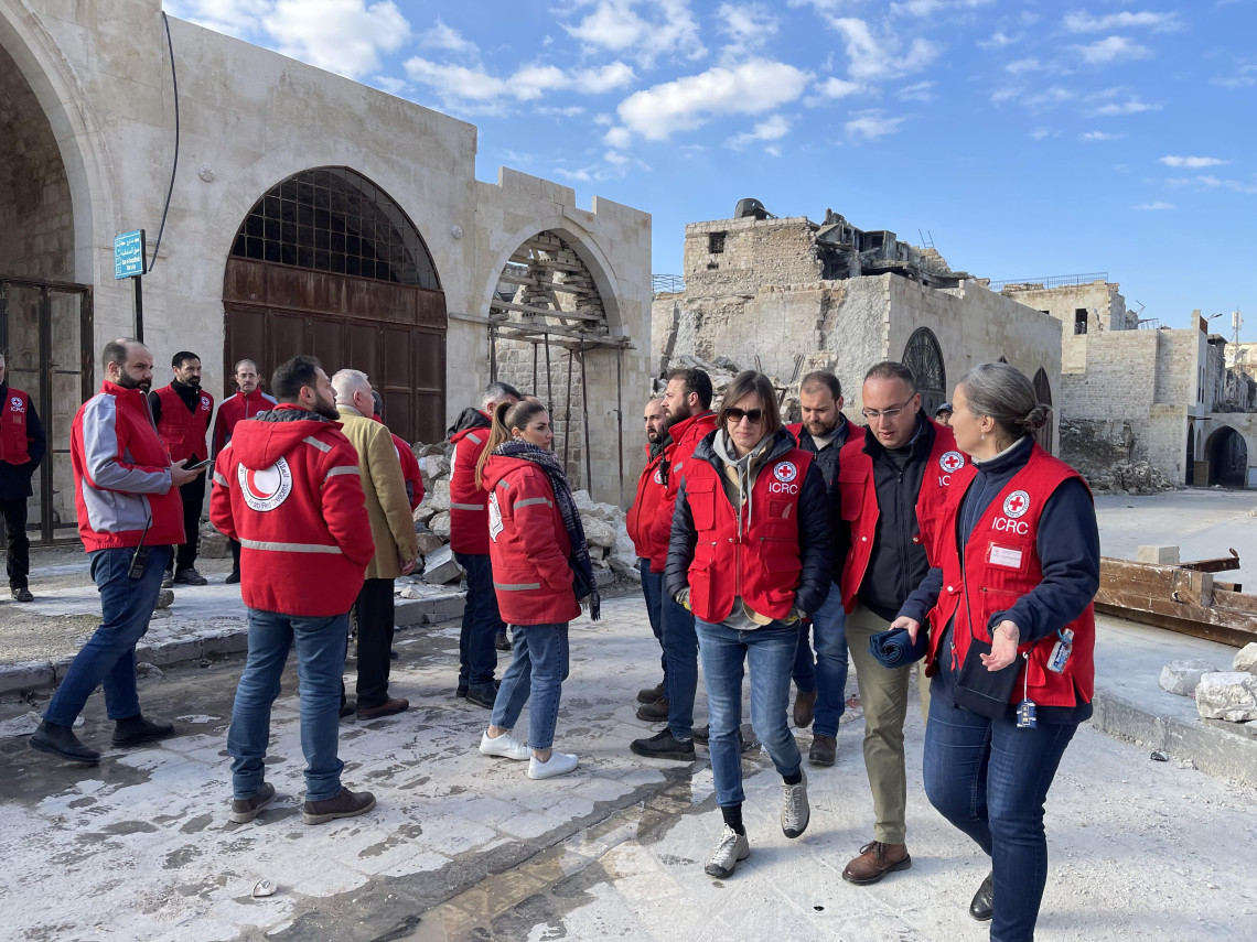 2023年2月，红十字国际委员会主席访问叙利亚阿勒颇。