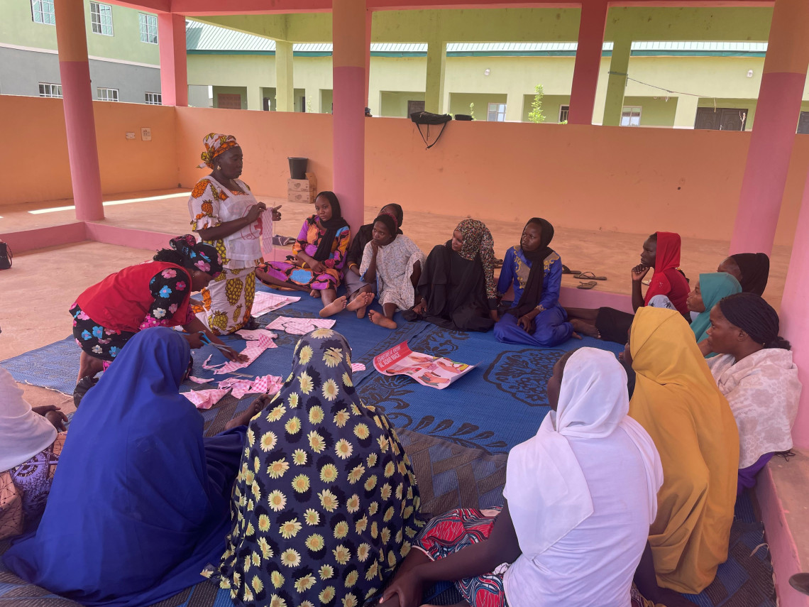 Young girls at a menstrual hygiene awareness class in Yola