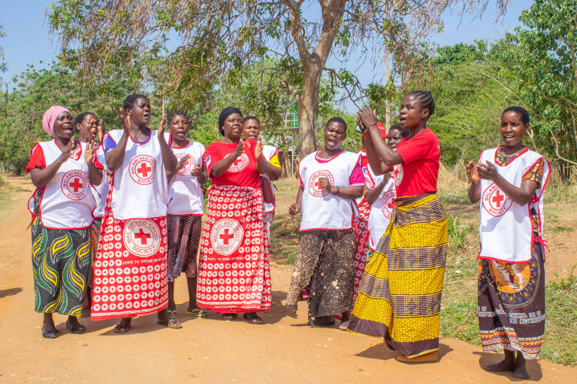 Des volontaires de la Croix-Rouge du Malawi.