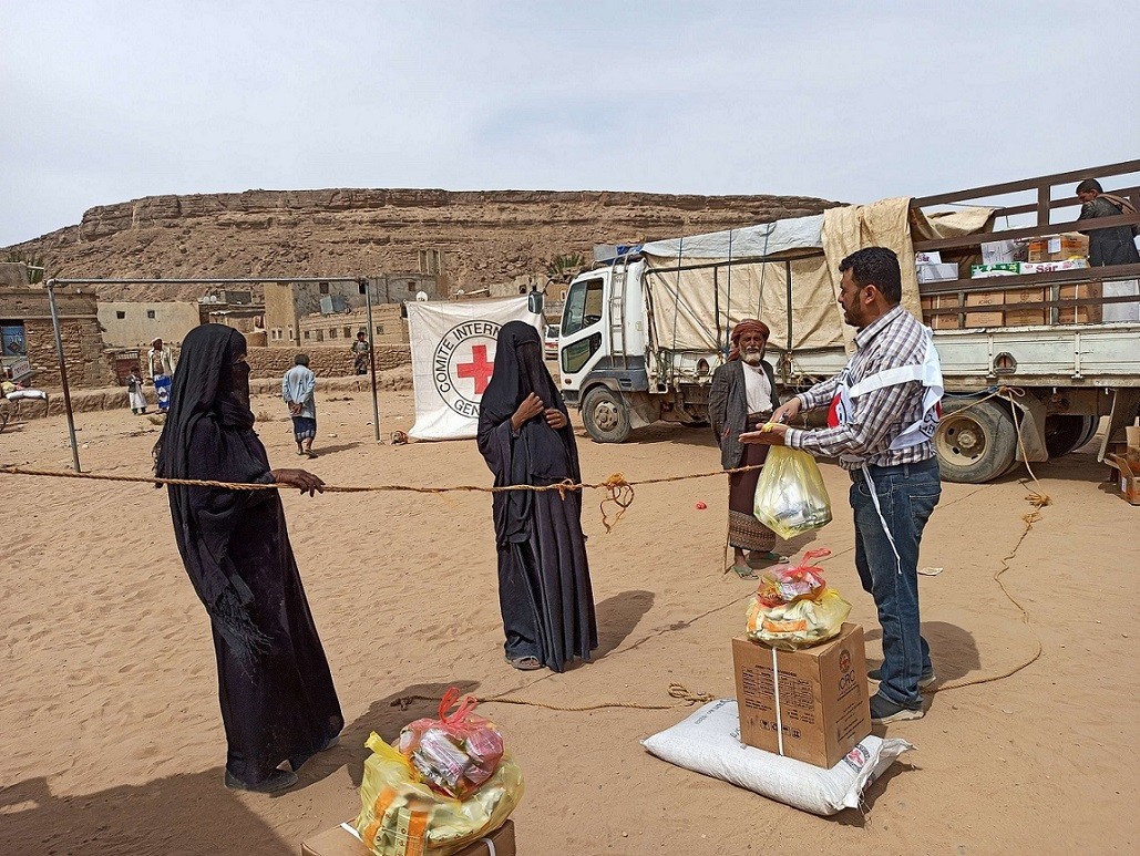 Distribuição de alimentos em Saada, Iêmen. Abril 2020/CICV