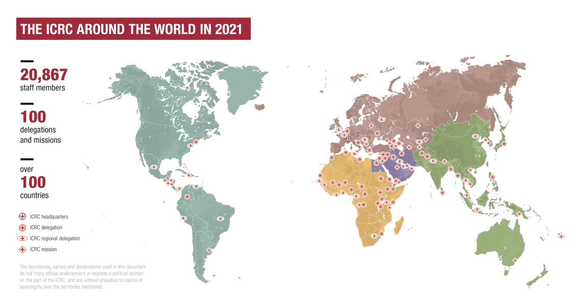 2021年红十字国际委员会在全球的分布