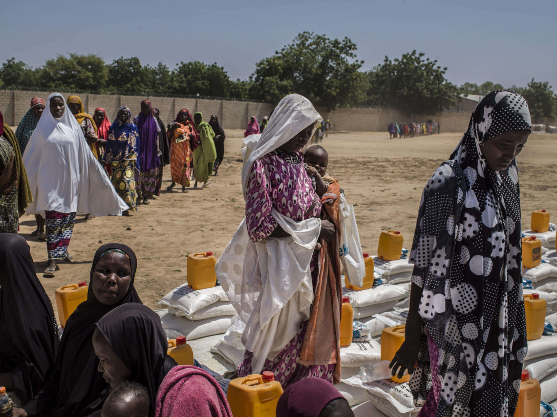 Thousands of people displaced by conflict in northeast Nigeria have taken refuge in Maiduguri. 