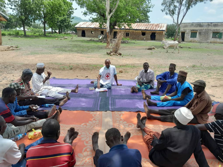 Magaji Babagari leads a mental health counselling session